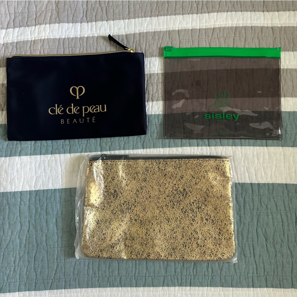 Sisley Cle de Peau Beute BareMinerals Makeup Bag Set Trio Gold